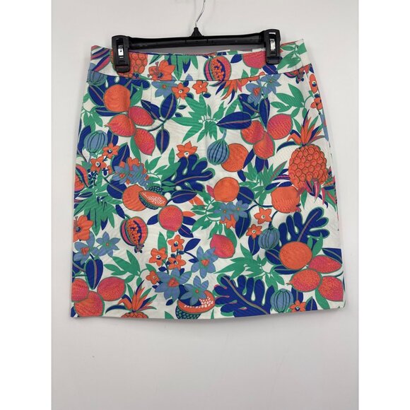 Talbots Fruit Floral Canvas Skirt Blue Green Orange Size 6 NEW - Picture 6 of 8